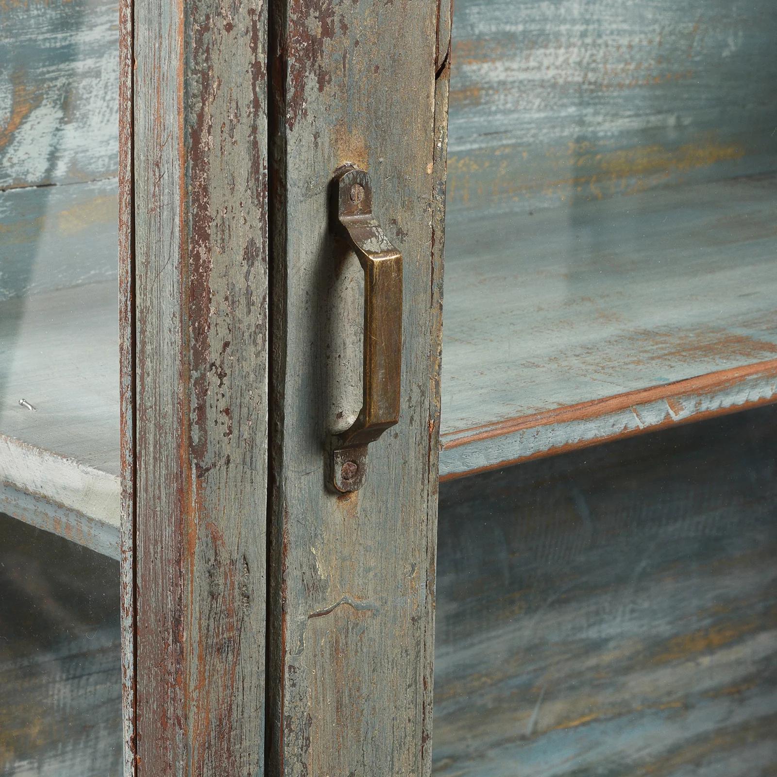 Blue Painted Glazed Large Wall Cabinet - Ca 1920 - Image 5