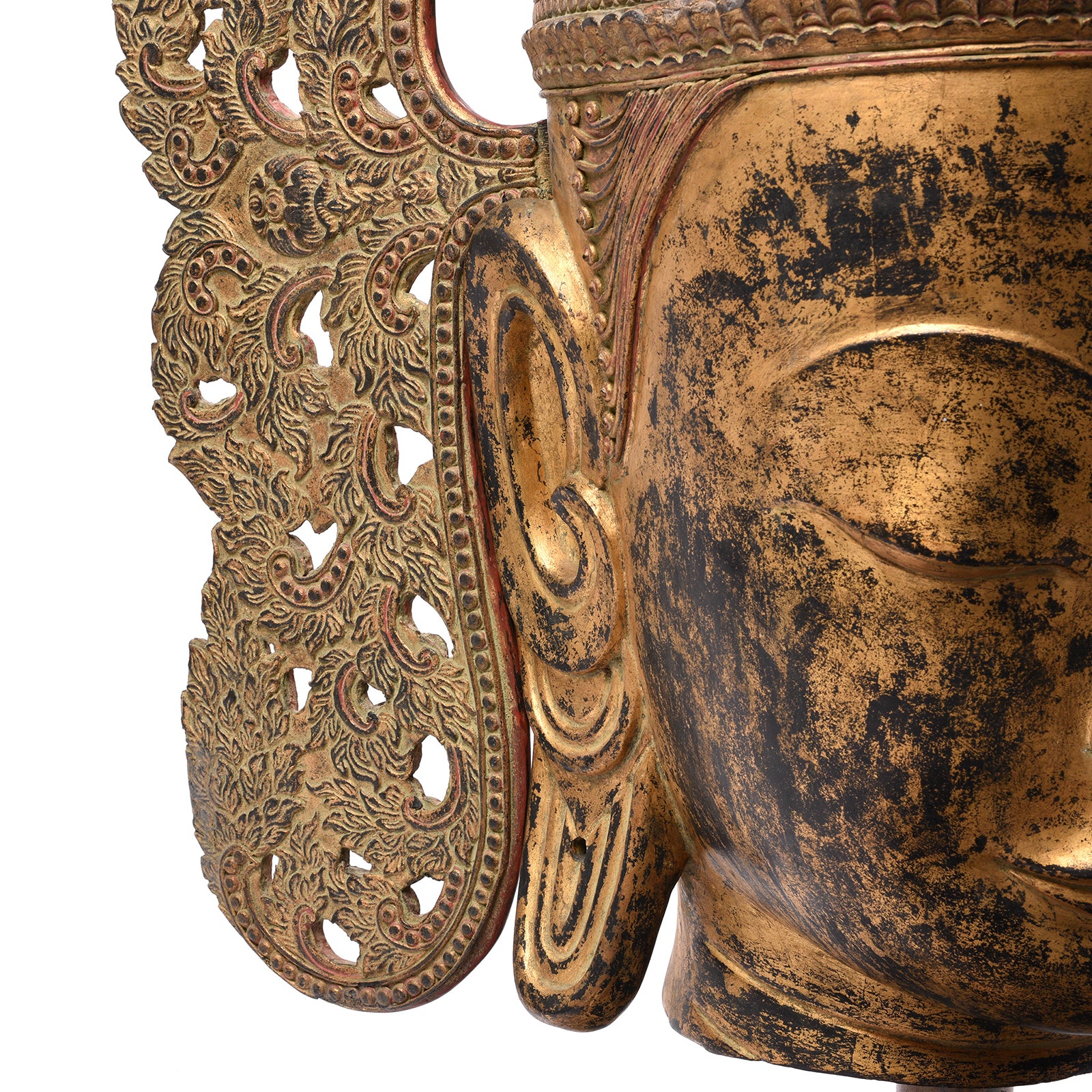 Large Gilt Burmese Crowned Buddha Head - Ca 1960 - Image 11