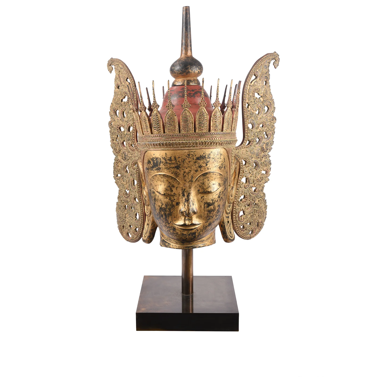 Large Gilt Burmese Crowned Buddha Head - Ca 1960 - Image 2