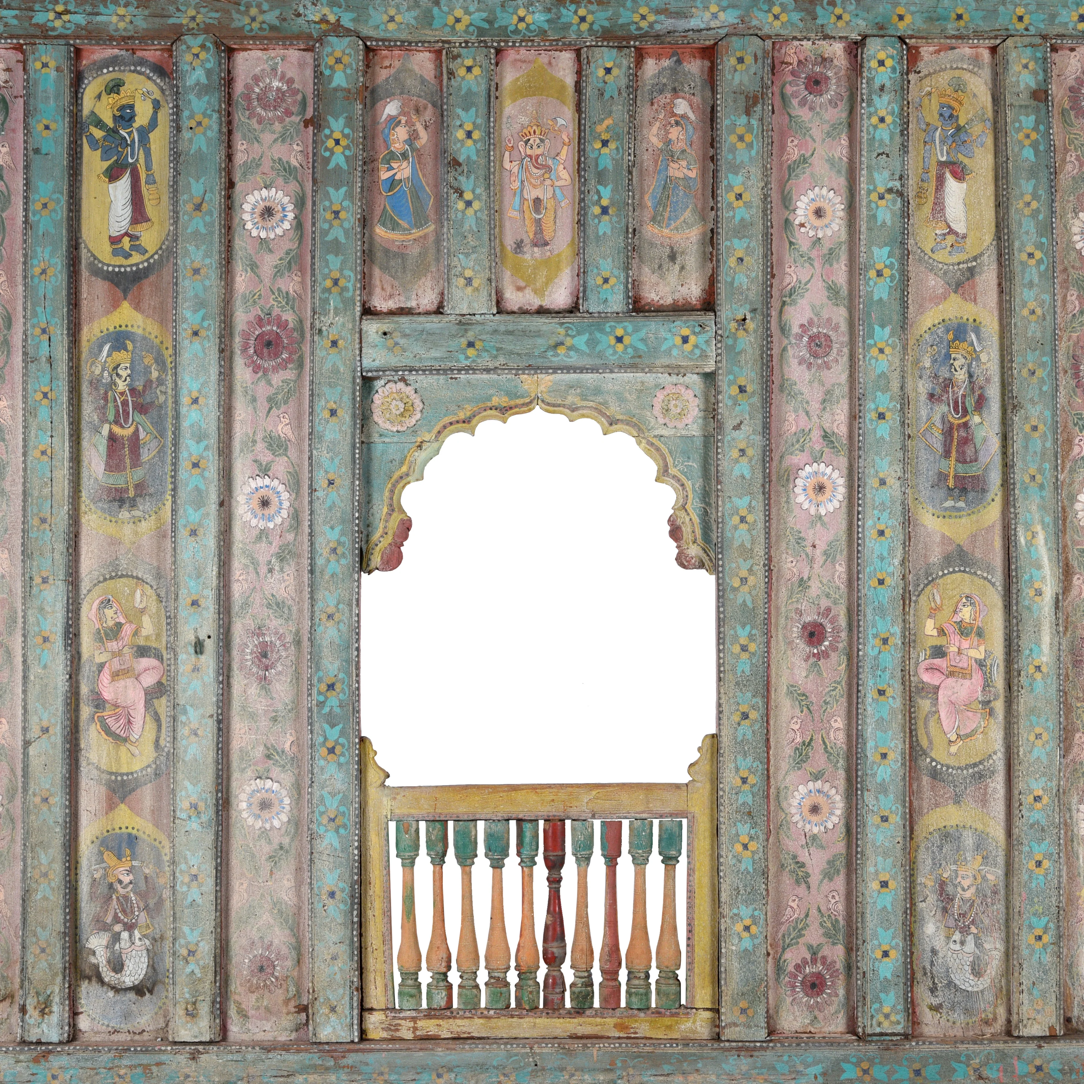 Large Painted Interior Balcony From Kutch - Image 3