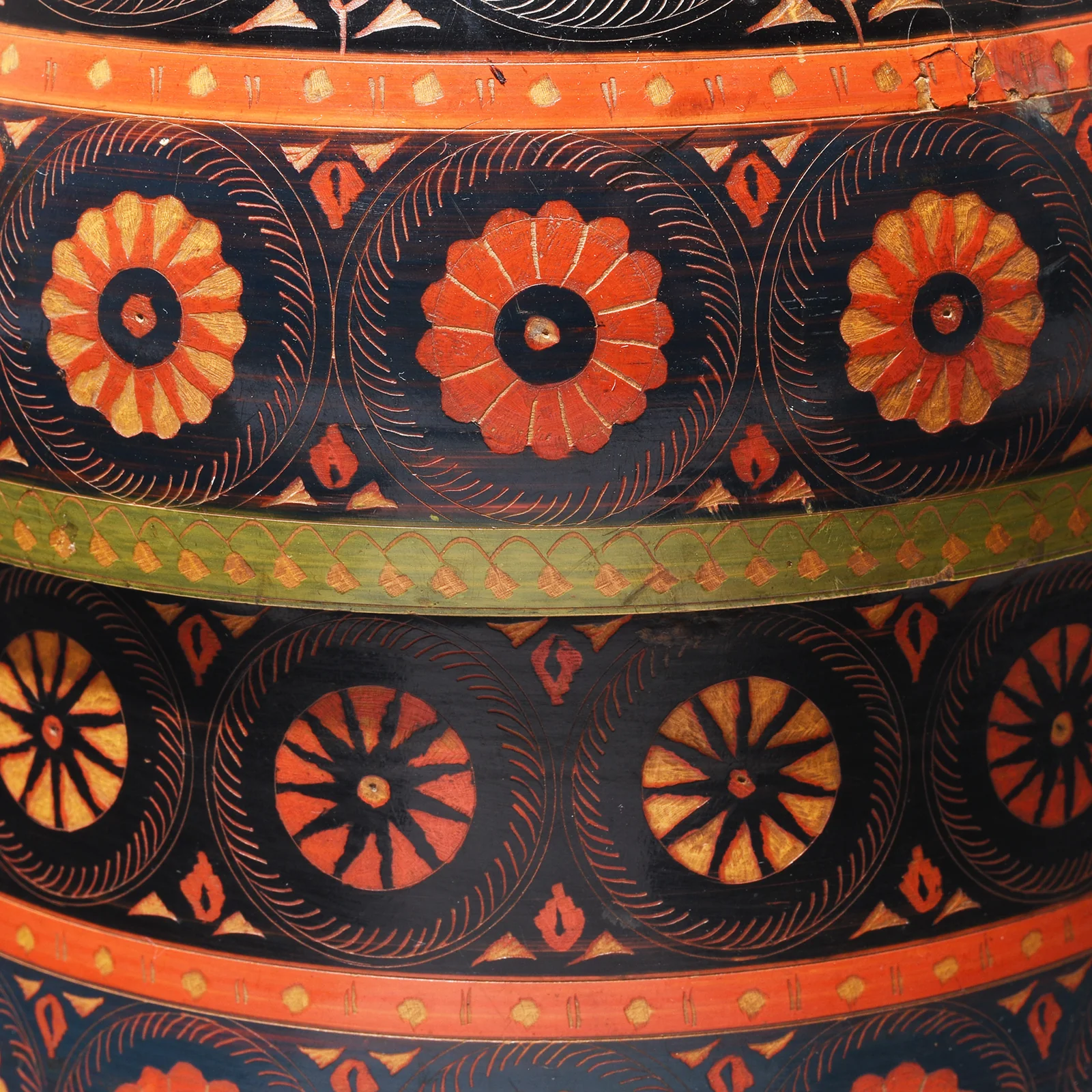 Large Scratchwork Lacquer Pot From Chiniot, Punjab - Late 19th Century - Image 4