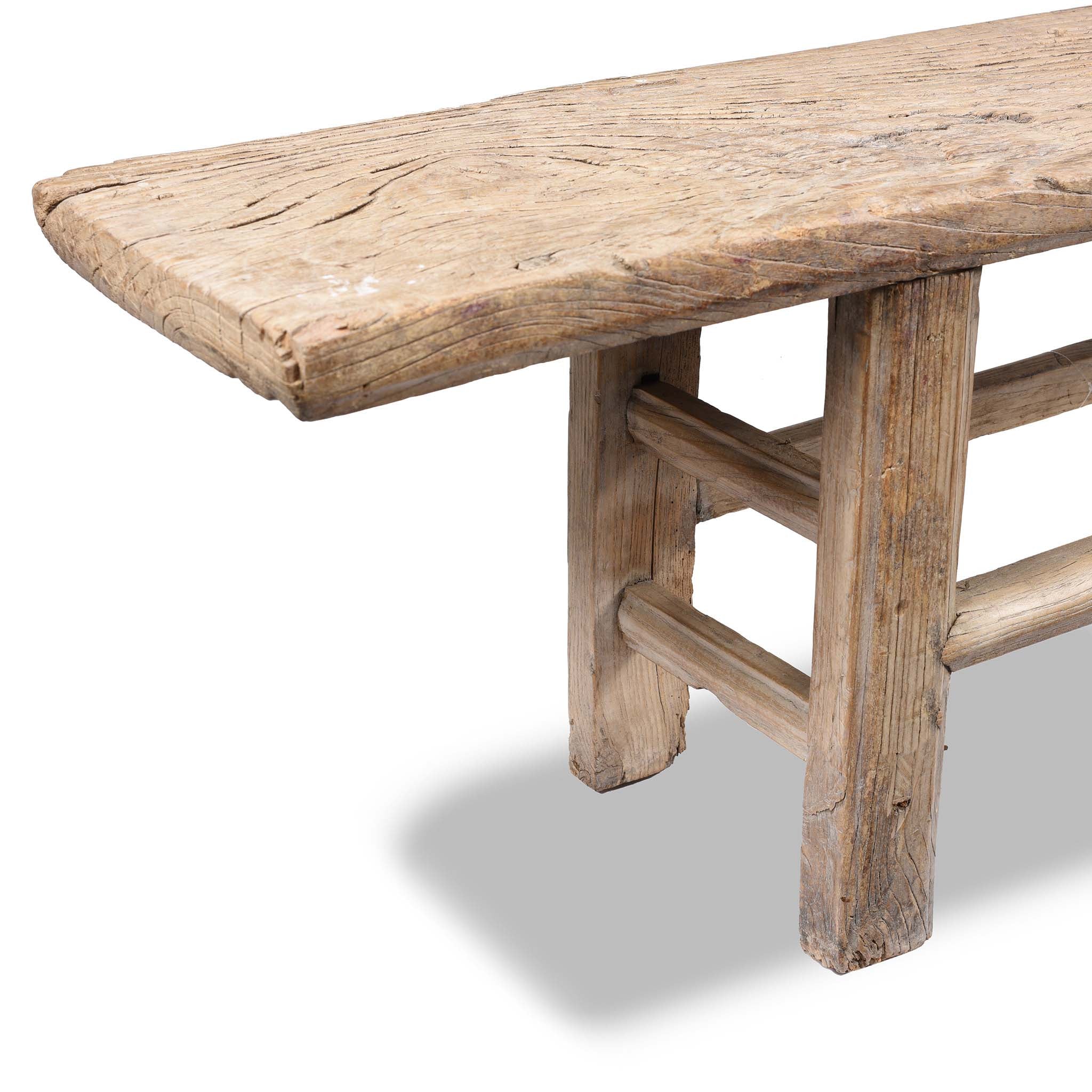 Long Elm Farmhouse Bench From Shandong - 19thC - Image 4