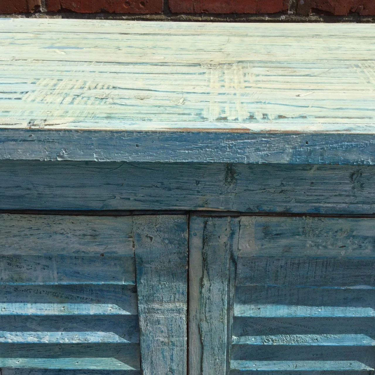 4 Door Louvre Sideboard - Blue Painted Reclaimed Teak - Image 8