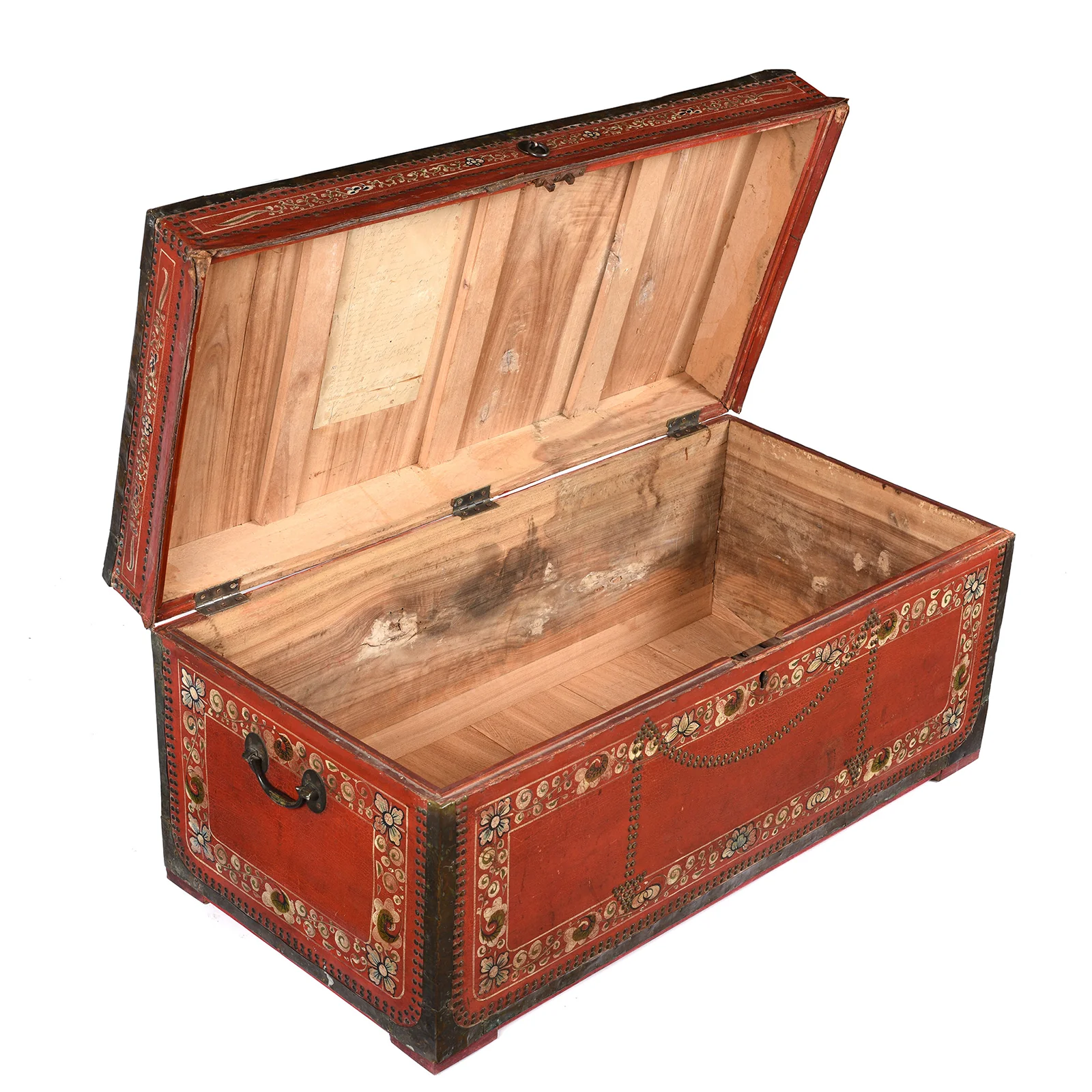 Painted Red Leather Camphor Trunk - Early 19thC - Image 2