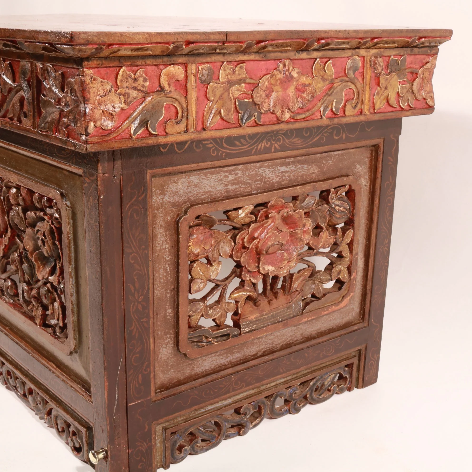 Painted & Carved Choksar - Prayer Table from Tibet - Image 4