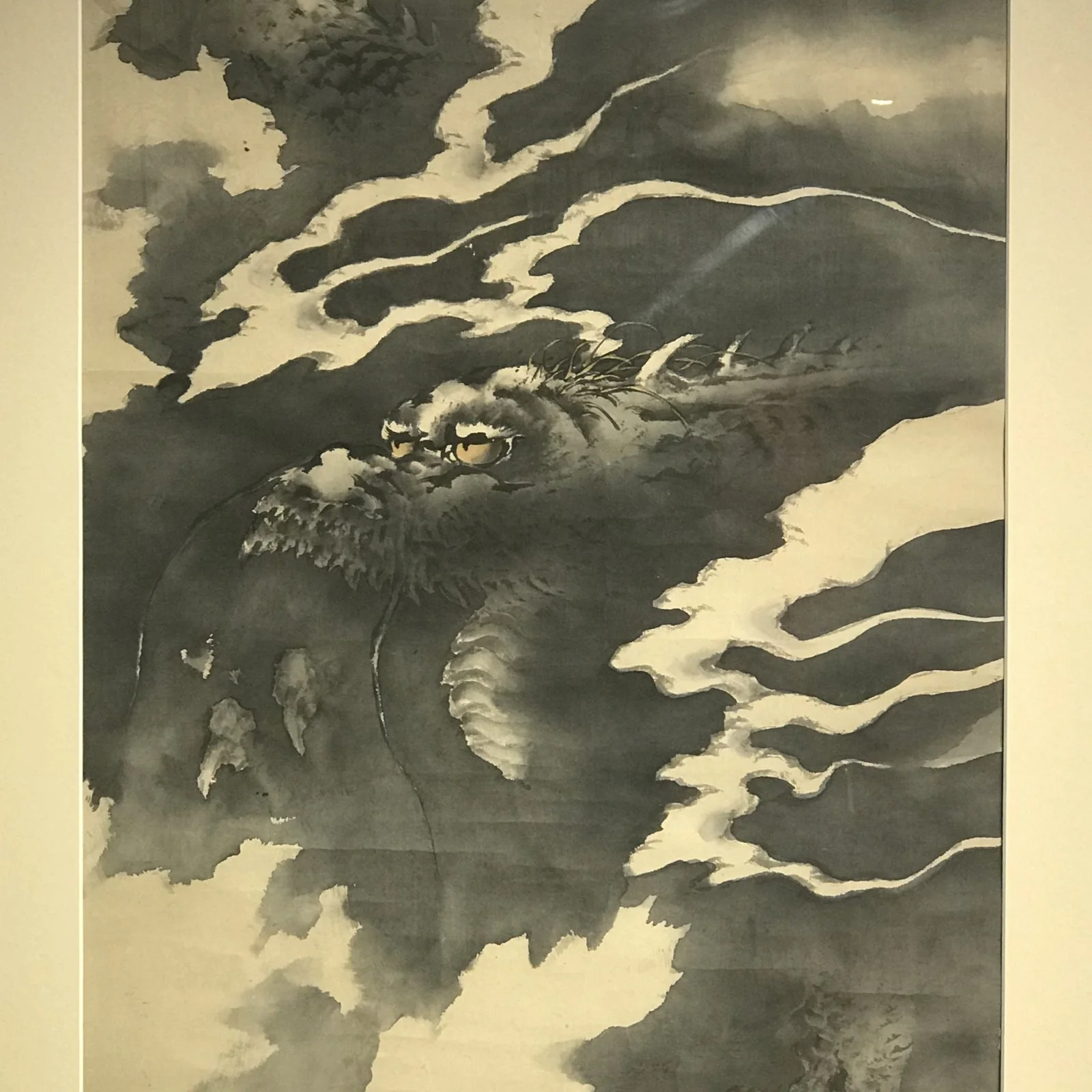 Framed Japanese Dragon in the Clouds - Ink On Paper - Early 20thC - Image 3