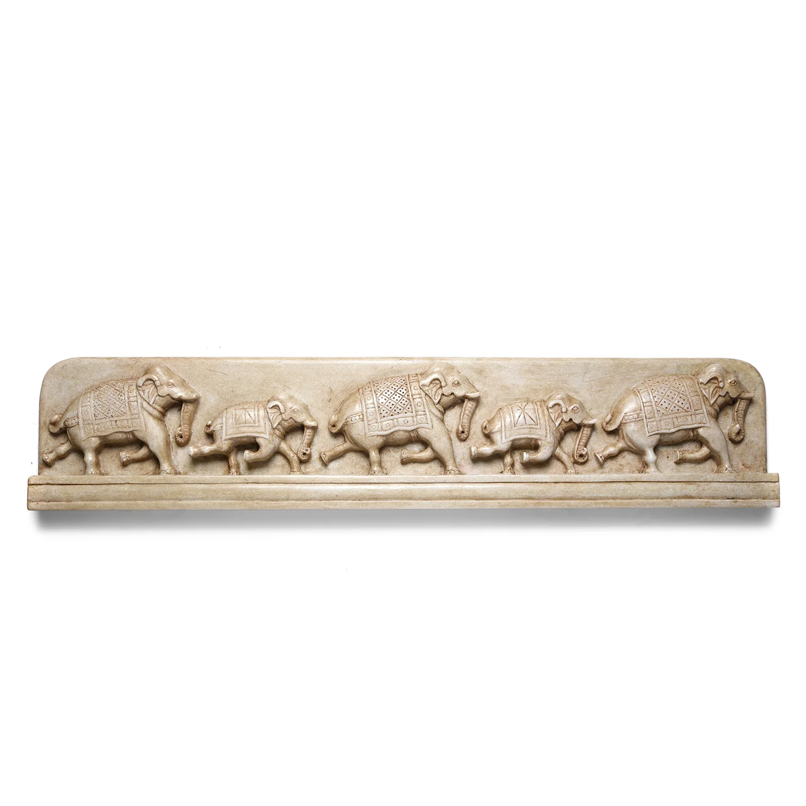 White Marble Elephant Panel - Mughal Style