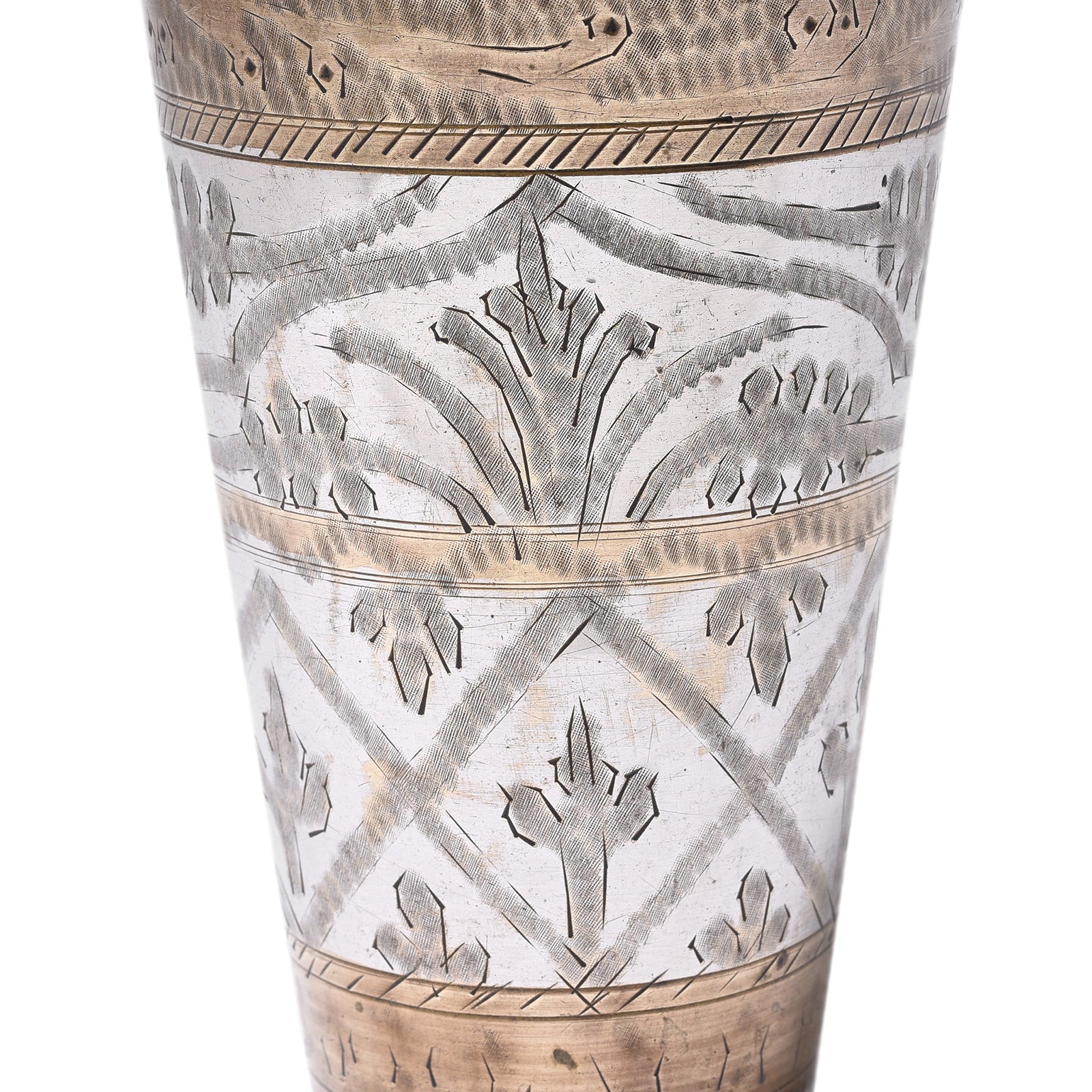 Vintage Lassi Cup - Nickel Plated Engraved Brass - Ca 1920's - Image 3