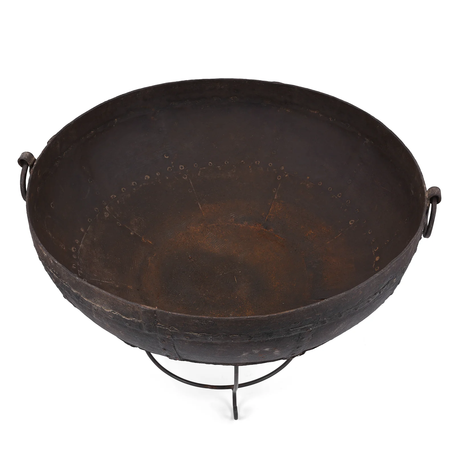 Old Kadai Fire Bowl From Rajasthan - Ca 1920 Inc Stand & Grill - Image 4