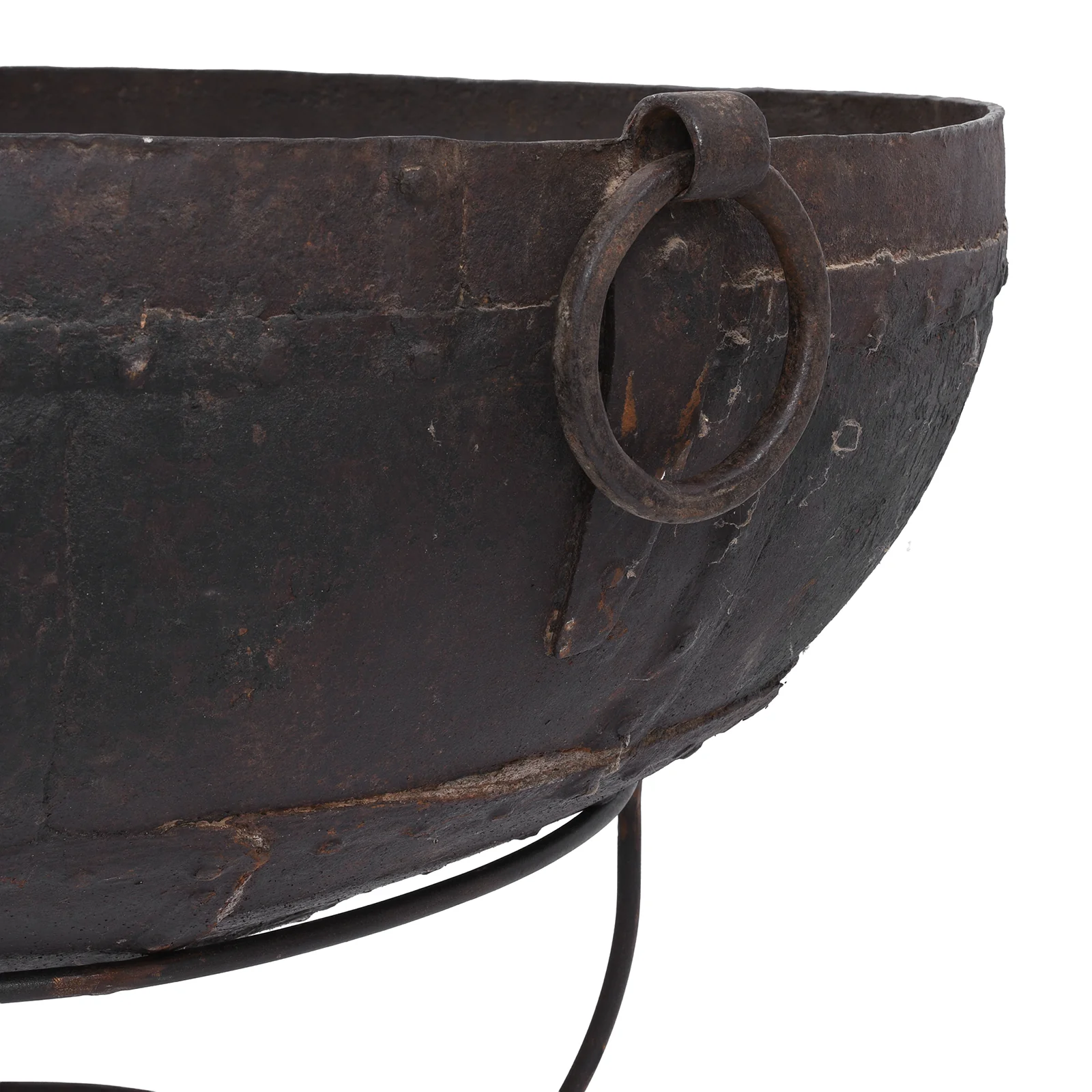 Old Kadai Fire Bowl From Rajasthan - Ca 1920 Inc Stand & Grill - Image 6