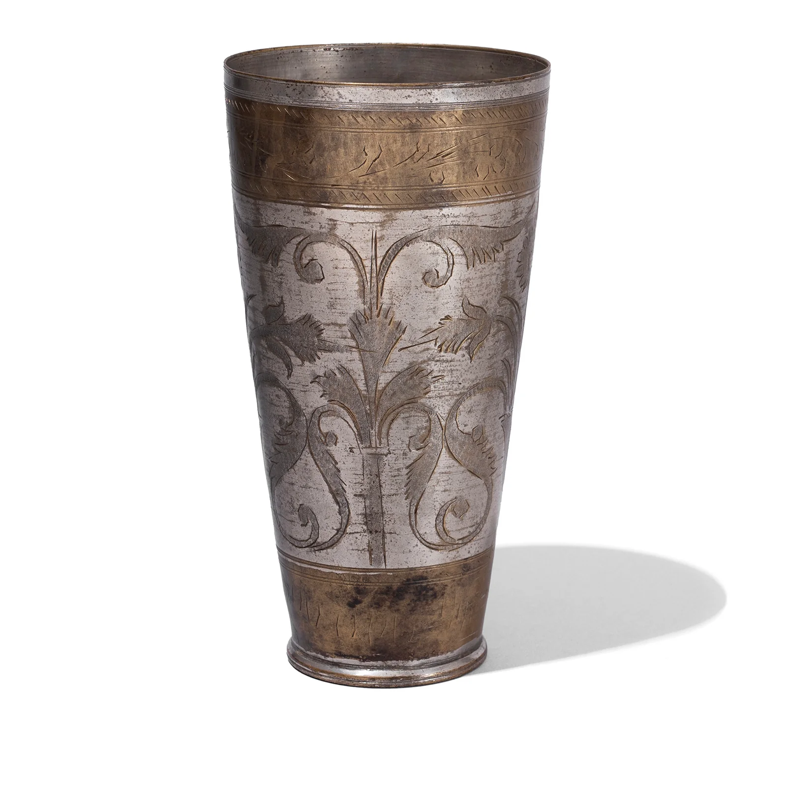 Lassi Cup - Nickel Plated Engraved Brass - Early 20th Century - Image 3
