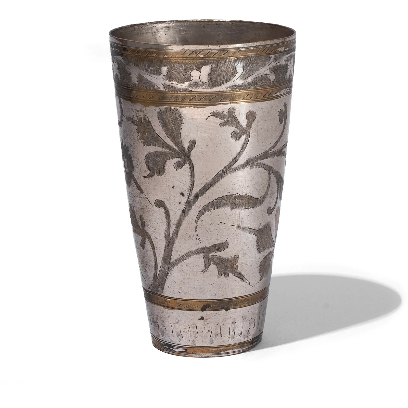 Lassi Cup - Nickel Plated Engraved Brass - Early 20th Century - Image 7