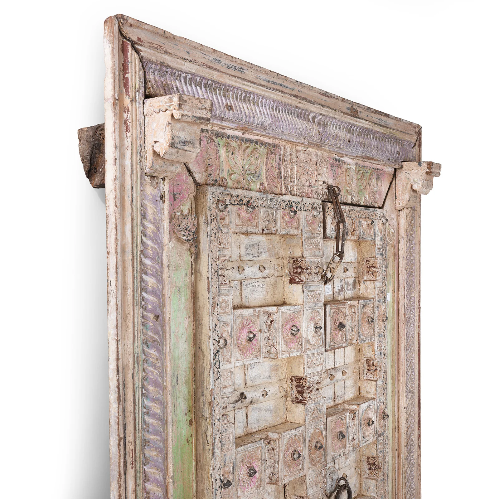 Painted Indian Door & Frame From Surat, Gujarat - 19th Century - Image 4