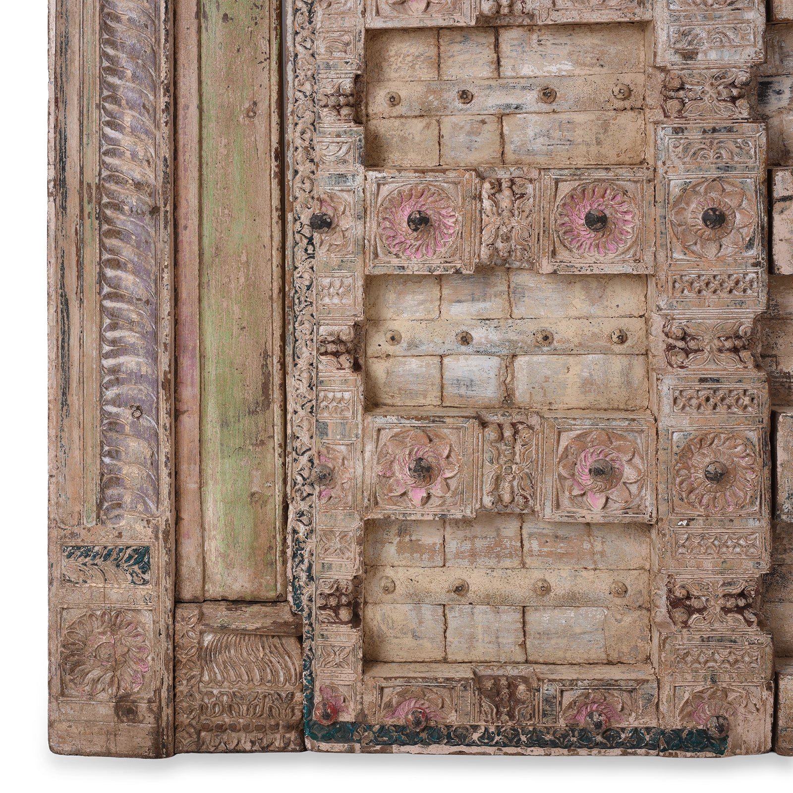 Painted Indian Door & Frame From Surat, Gujarat - 19th Century - Image 5