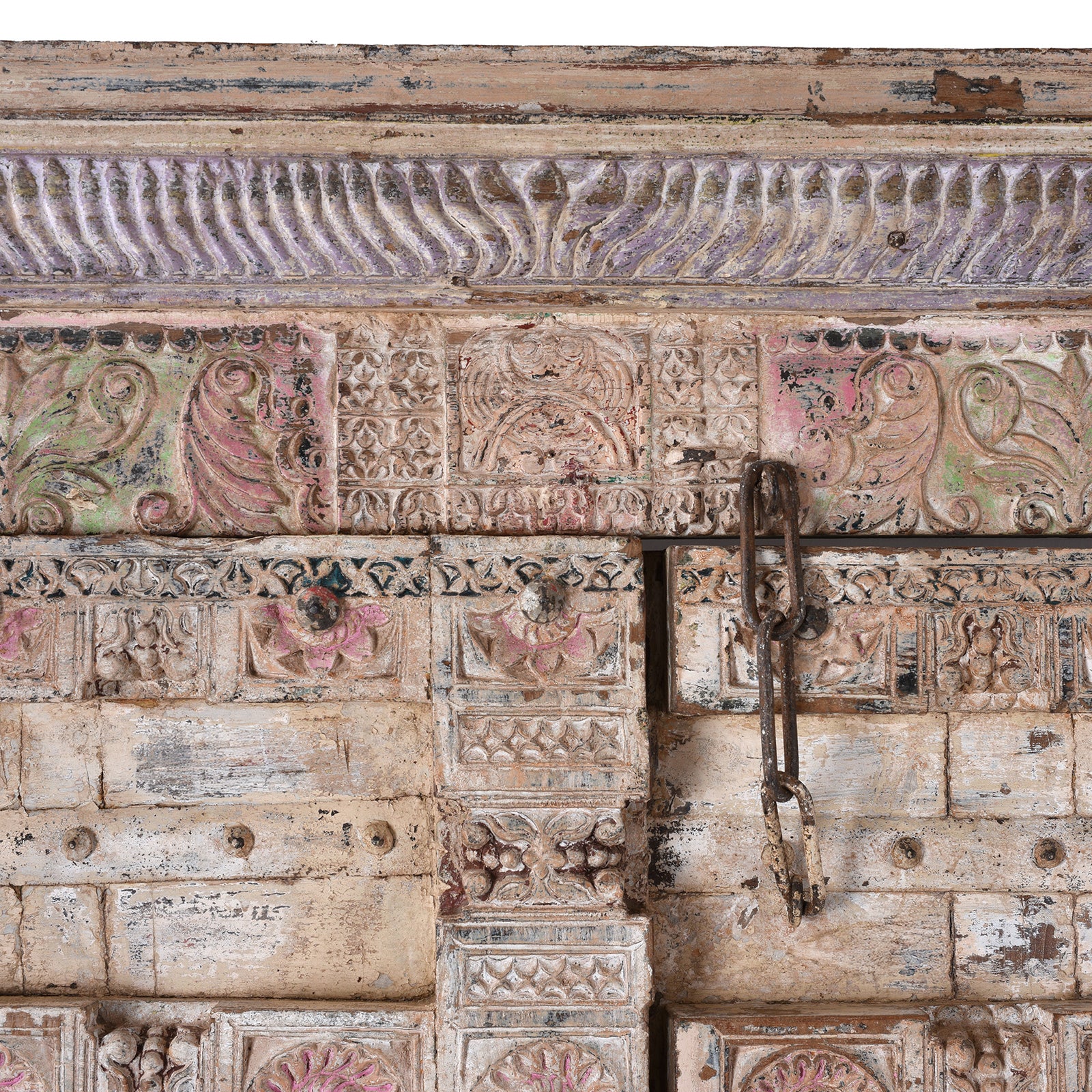 Painted Indian Door & Frame From Surat, Gujarat - 19th Century - Image 7