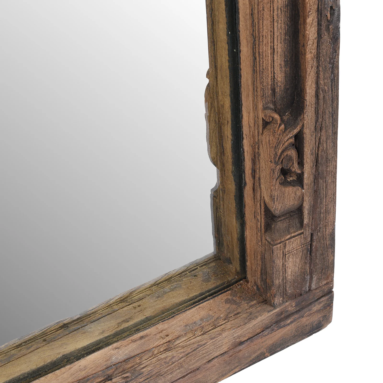 Indian Mirror Made From Teak Gujarati Window - 19th Century - Image 6