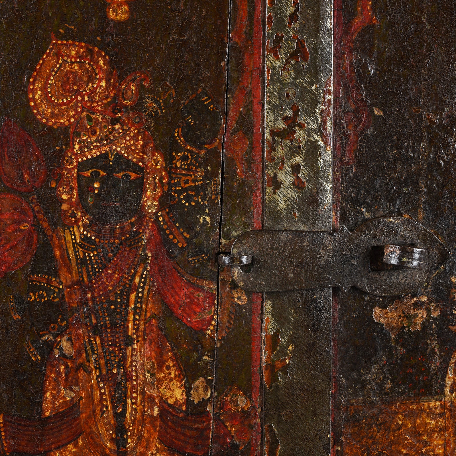 Painted Radha Krishna Shutter From Bikaner - 19th Century - Image 4