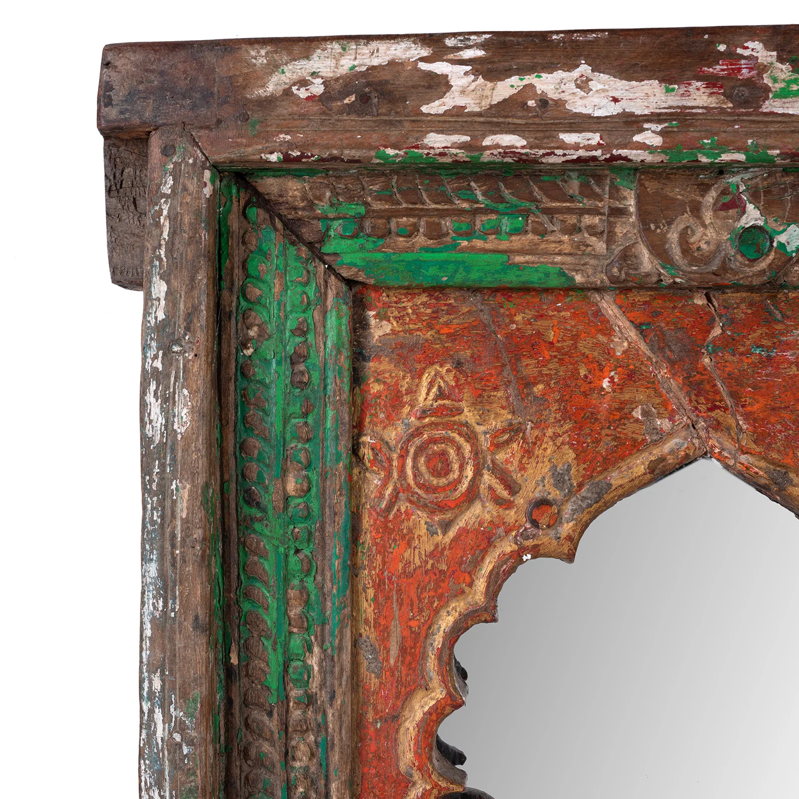 Painted Mirror Made From Window Niche From Banswara - 19th Century - Image 2