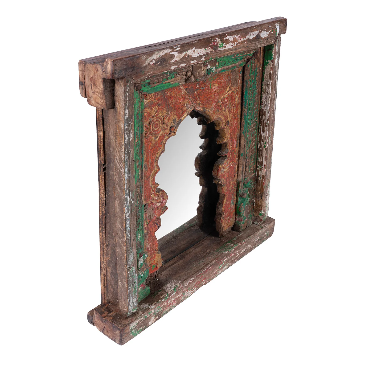 Painted Mirror Made From Window Niche From Banswara - 19th Century - Image 3