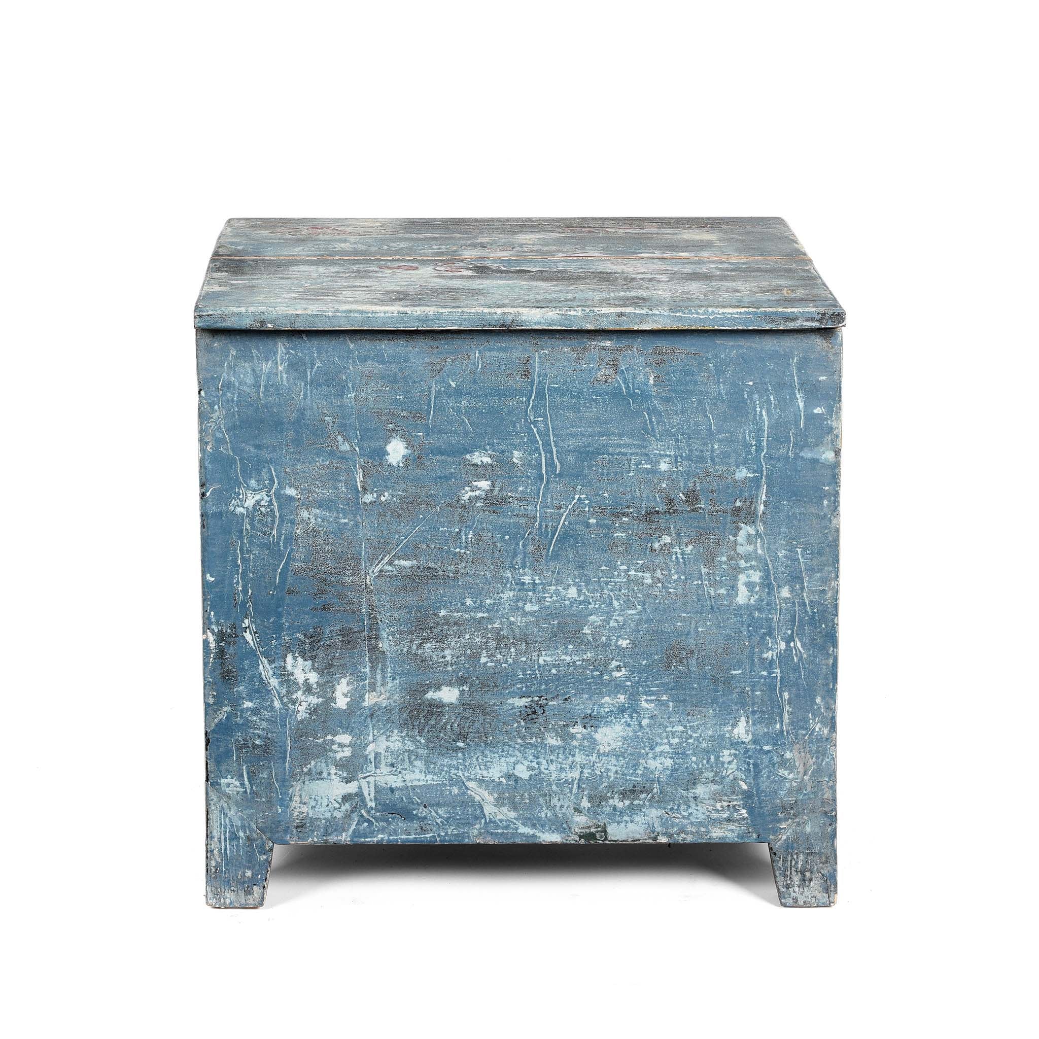 Painted Blue Storage Chest from Mongolia - Early 20thC