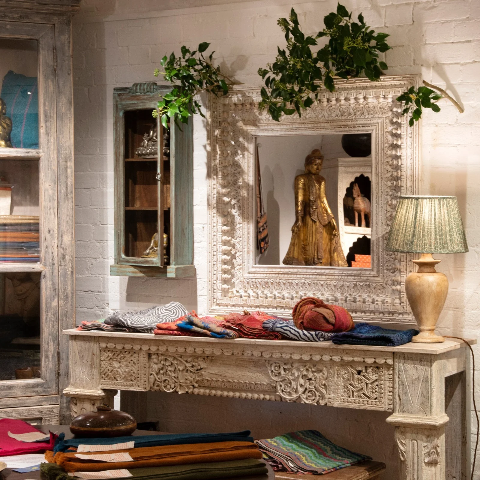 White Console Table Made From Reclaimed Teak - Image 3