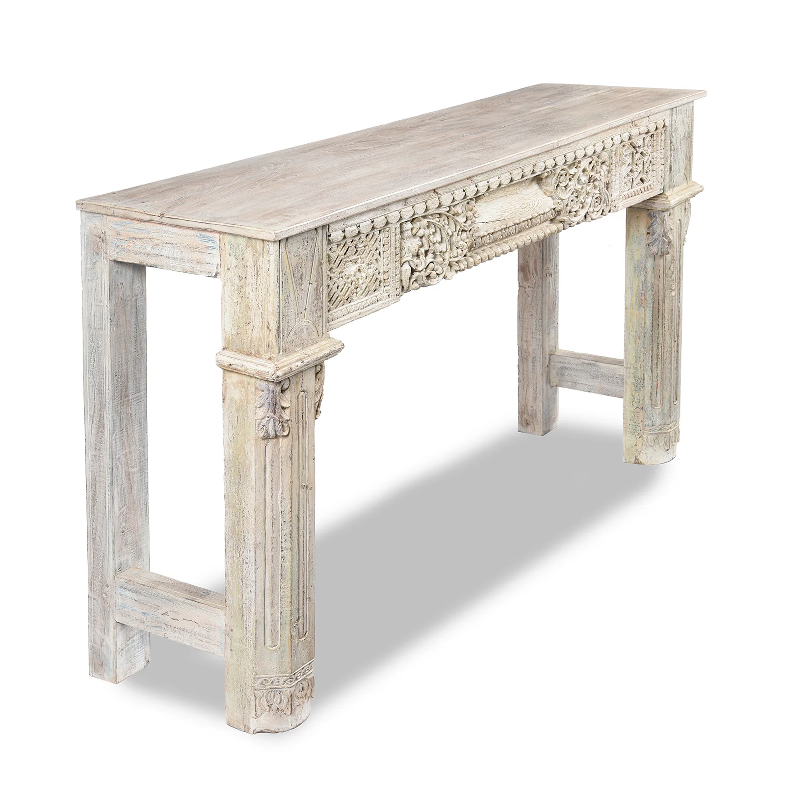 White Console Table Made From Reclaimed Teak - Image 5