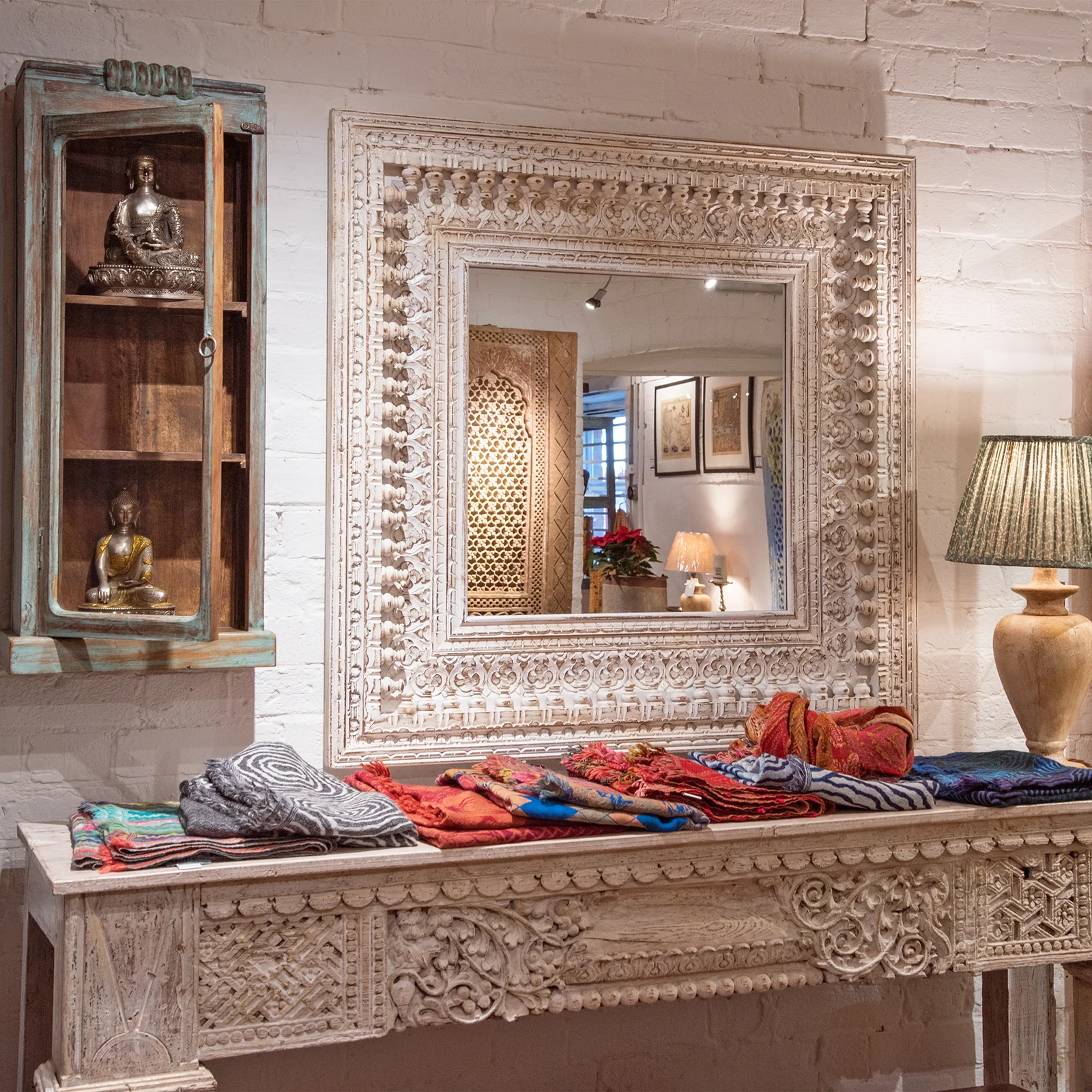 White Console Table Made From Reclaimed Teak - Image 8