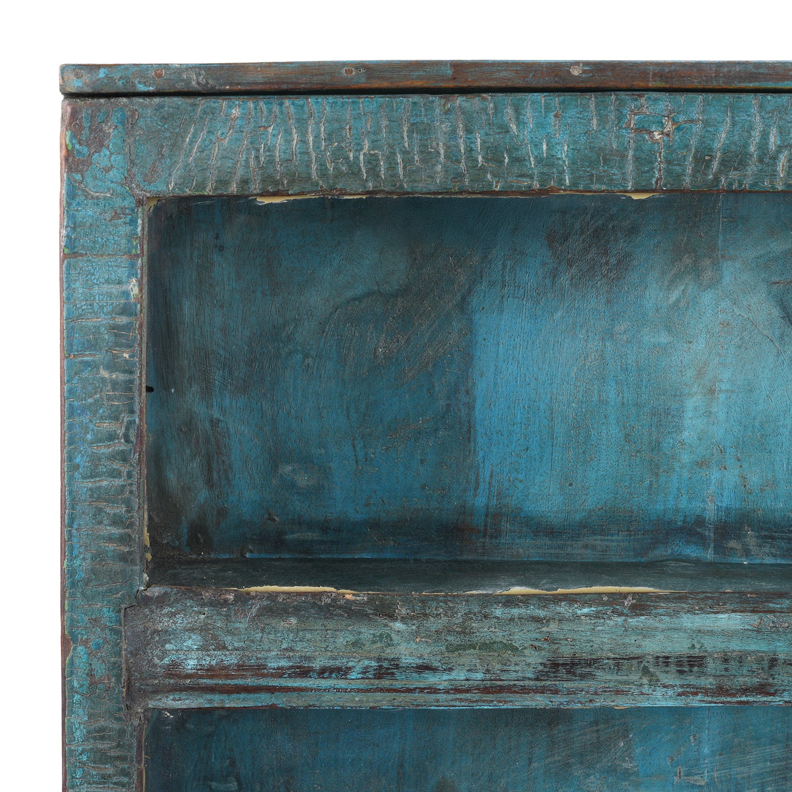 Tall Blue Painted Glazed Wall Cabinet - Ca 1920 - Image 3