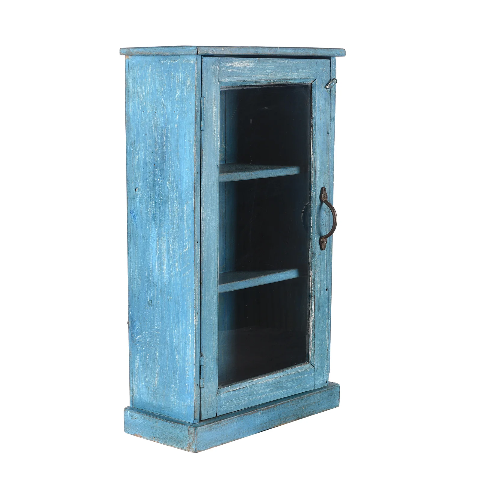 Blue Painted Glazed Wall Cabinet - Ca 1920 - Image 4