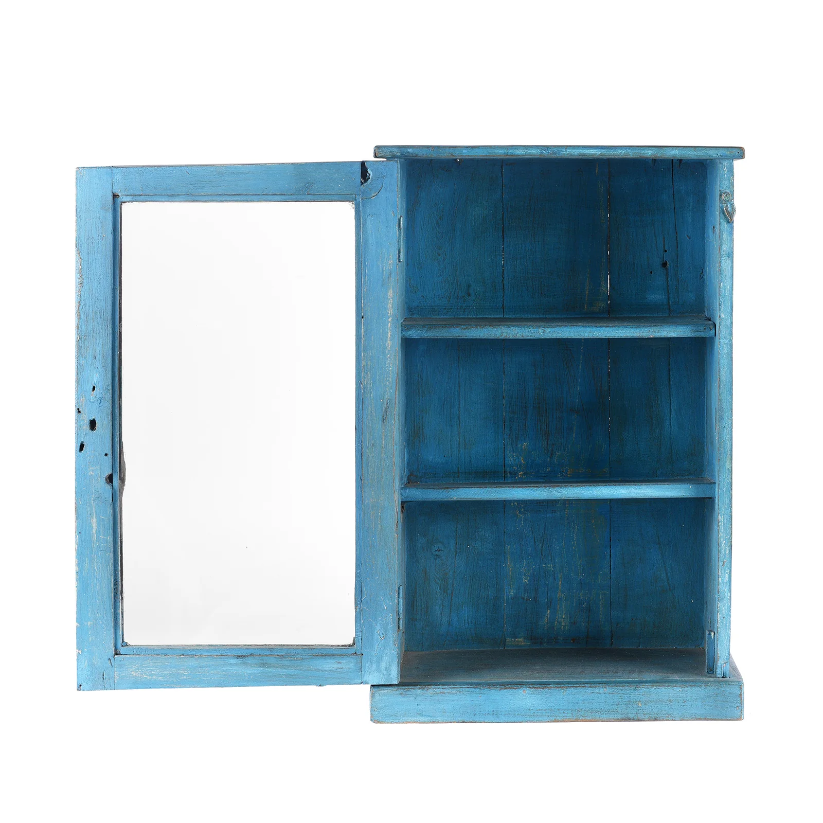 Blue Painted Glazed Wall Cabinet - Ca 1920 - Image 5
