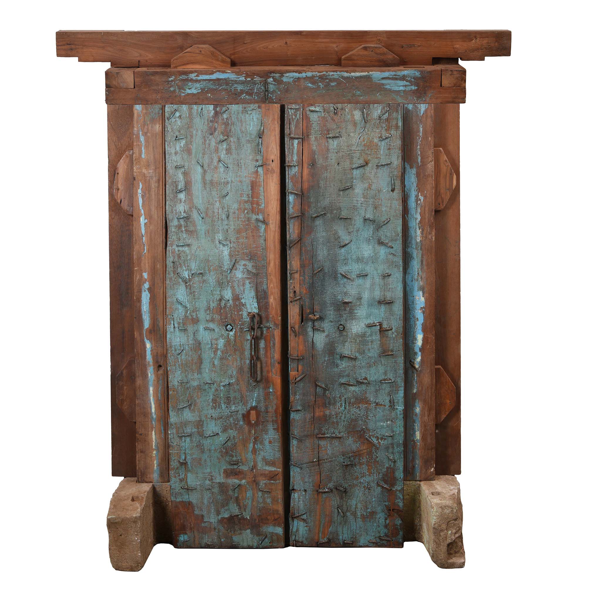 Painted Indian Reclaimed Door From Patan - 19th Century - Image 3