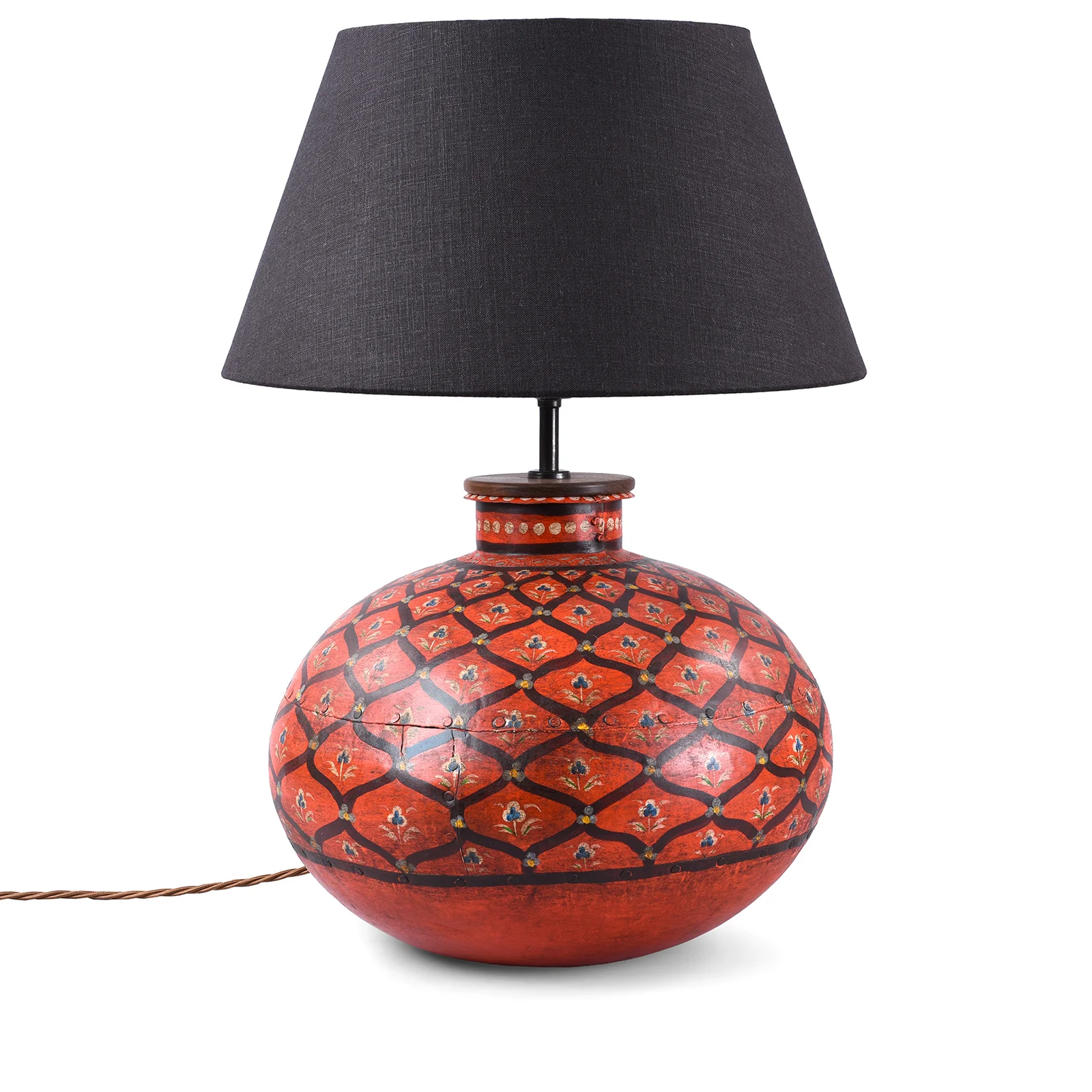 Painted Indian Matka Table Lamp - Image 3