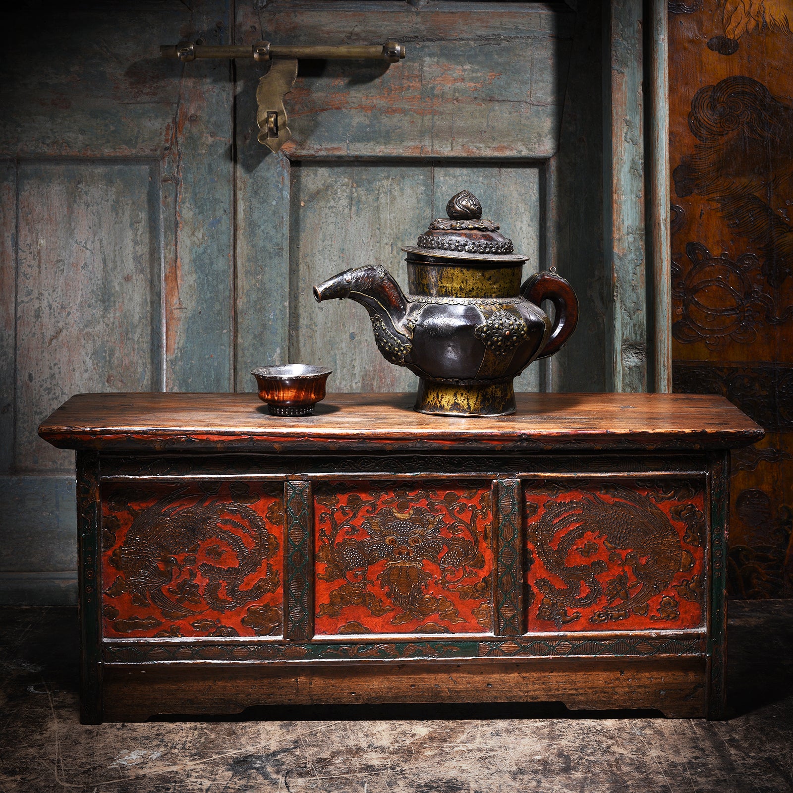 Painted Choksar Prayer Table from Tibet - 19th Century