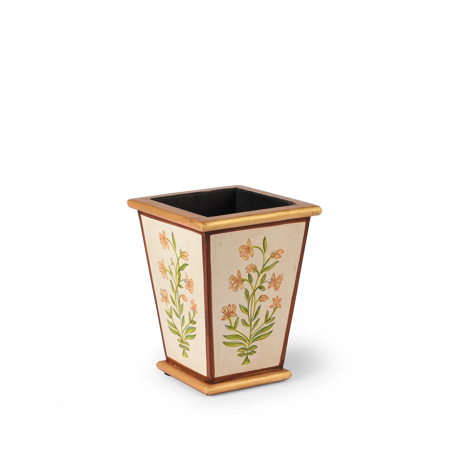 Painted Mughal Flower Waste Paper Bin - Image 3