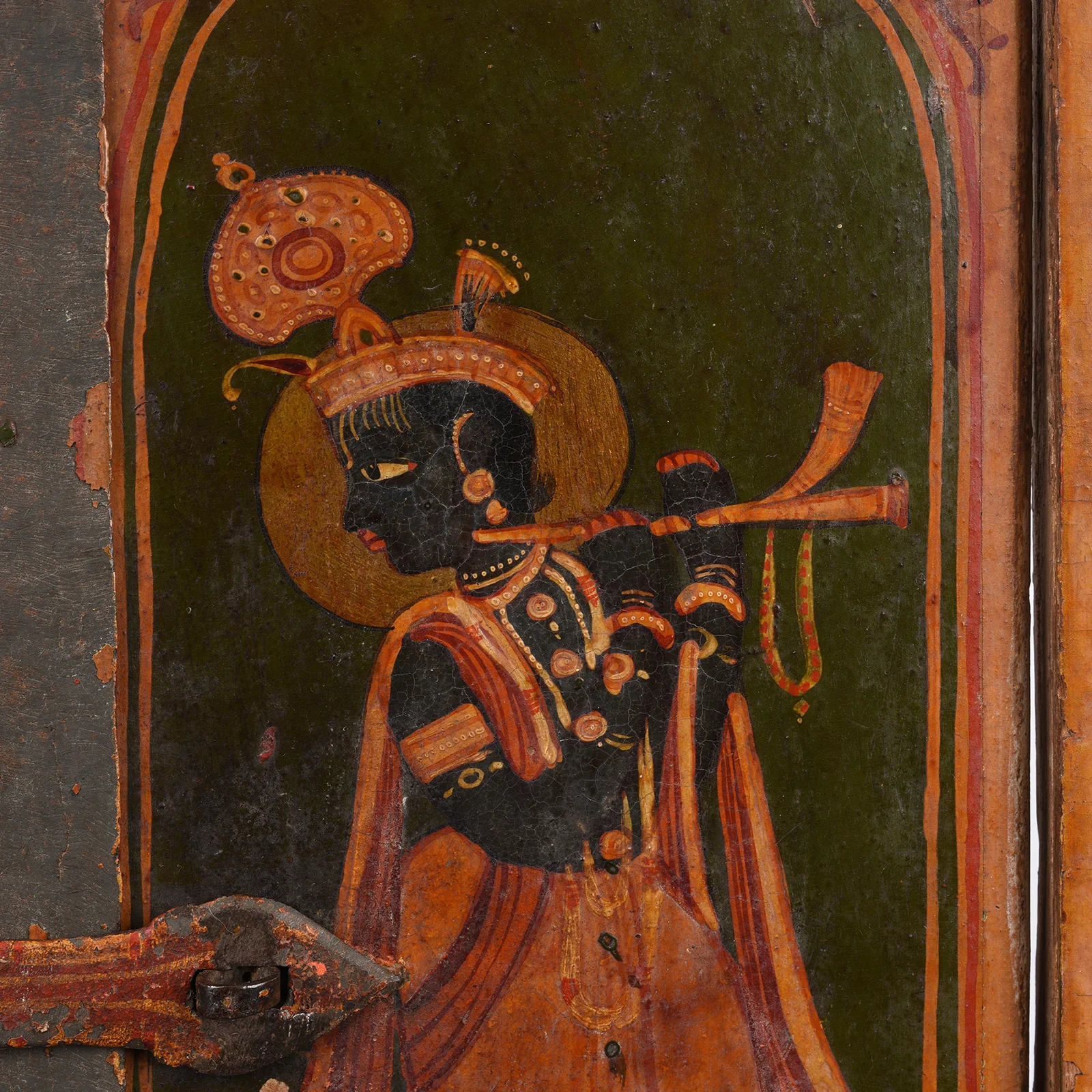 Painted Radha Krishna Shutter From Bikaner - 19th Century - Image 4