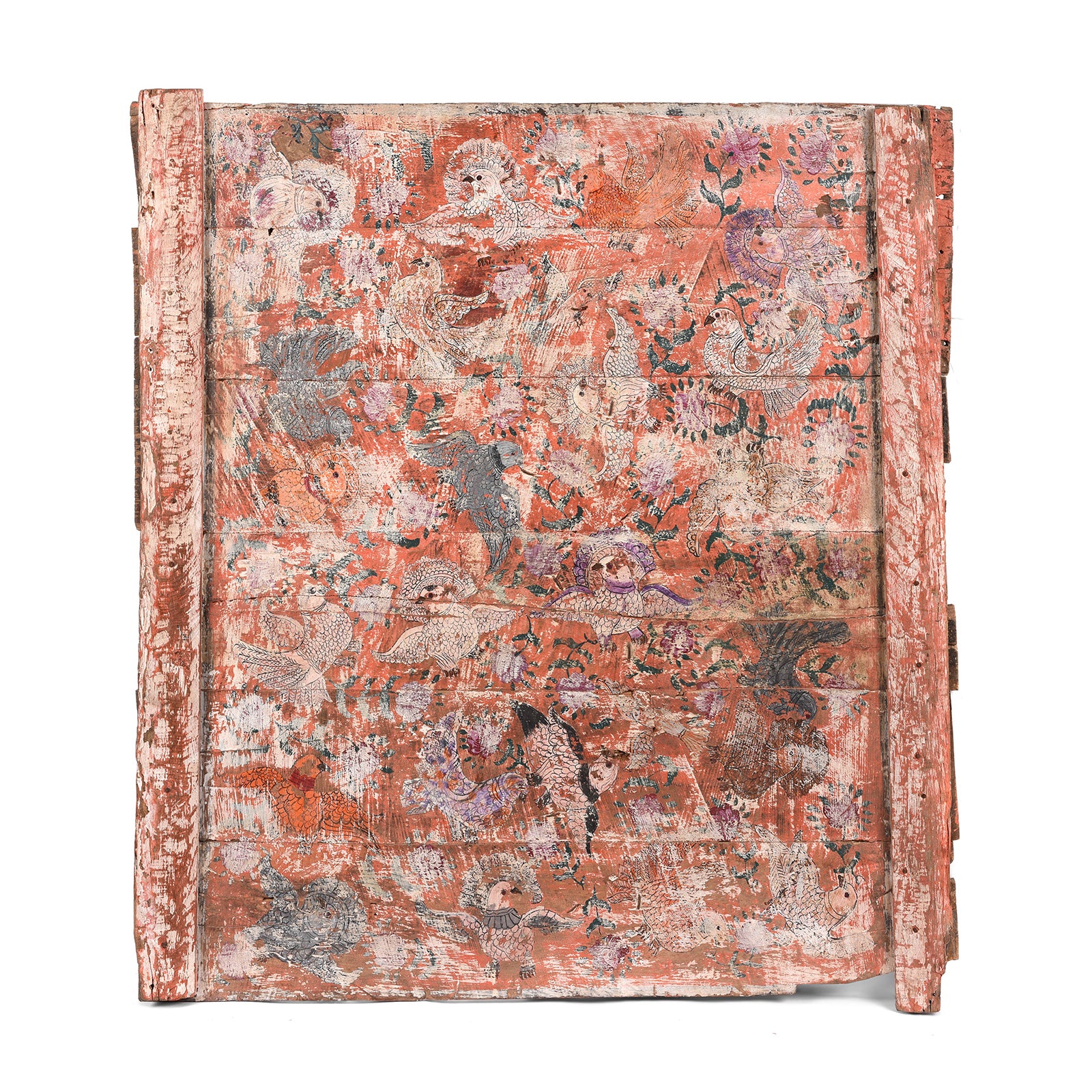 Painted Indian Bird Panel From Gujarat - Ca 1920
