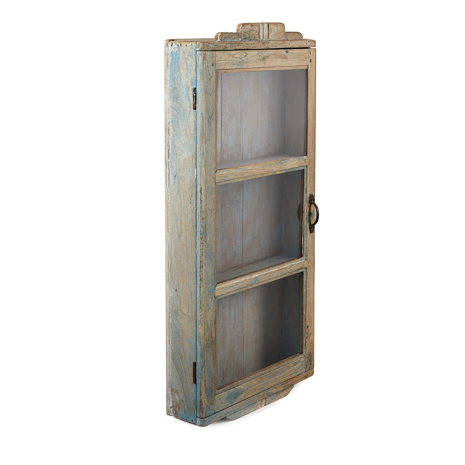 Painted Teak Glazed Tall Wall Cabinet - Ca 1920 - Image 4