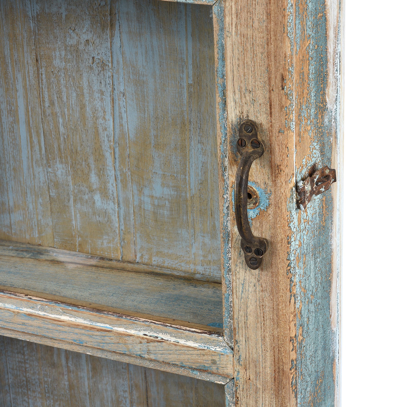 Painted Teak Glazed Tall Wall Cabinet - Ca 1920 - Image 5
