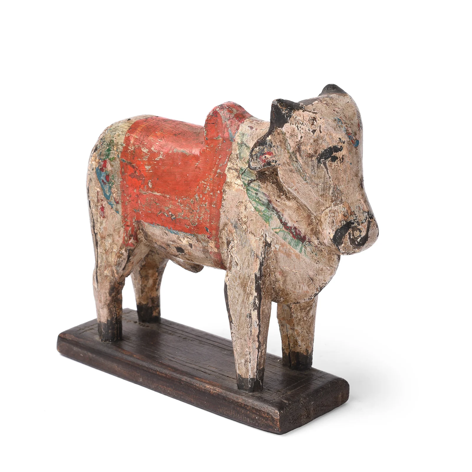 Painted Teak Nandi Bull Toy From Andhra Pradesh - Ca 1950's - Image 3