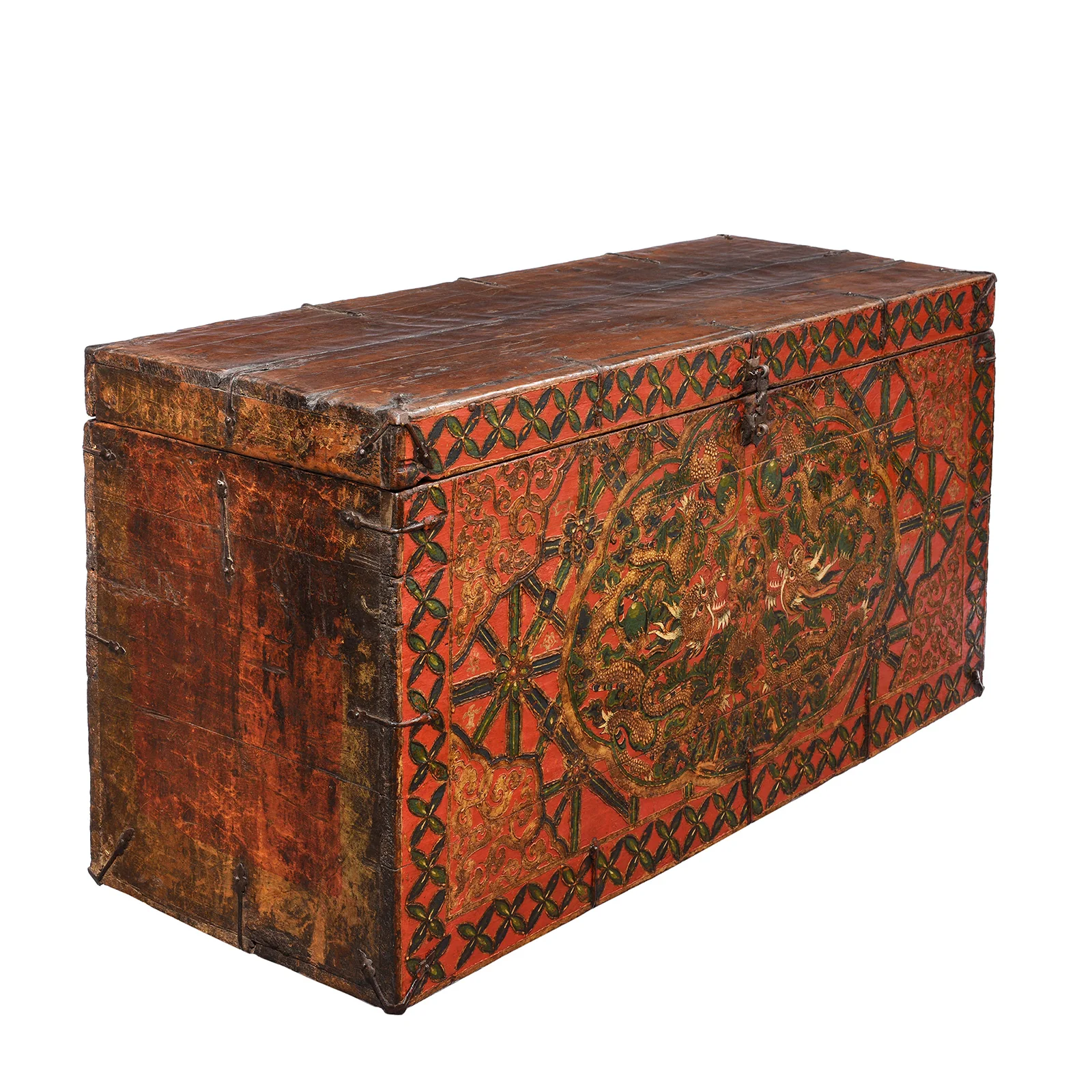Painted Tibetan 'Double Dragon' Chest From Central Tibet - 17th Century - Image 4