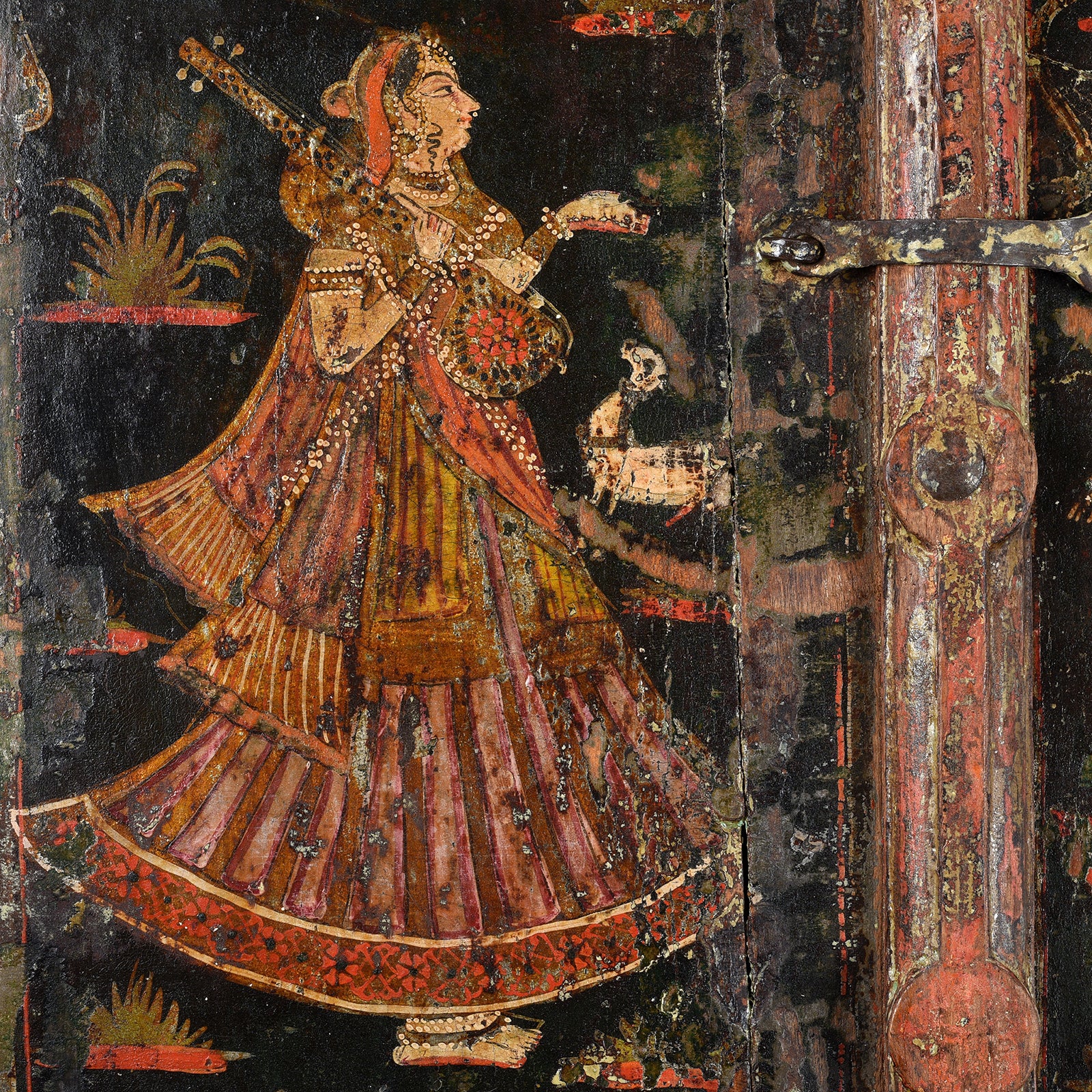 Painted Indian Window Shutter From Rajasthan- 19thC - Image 2