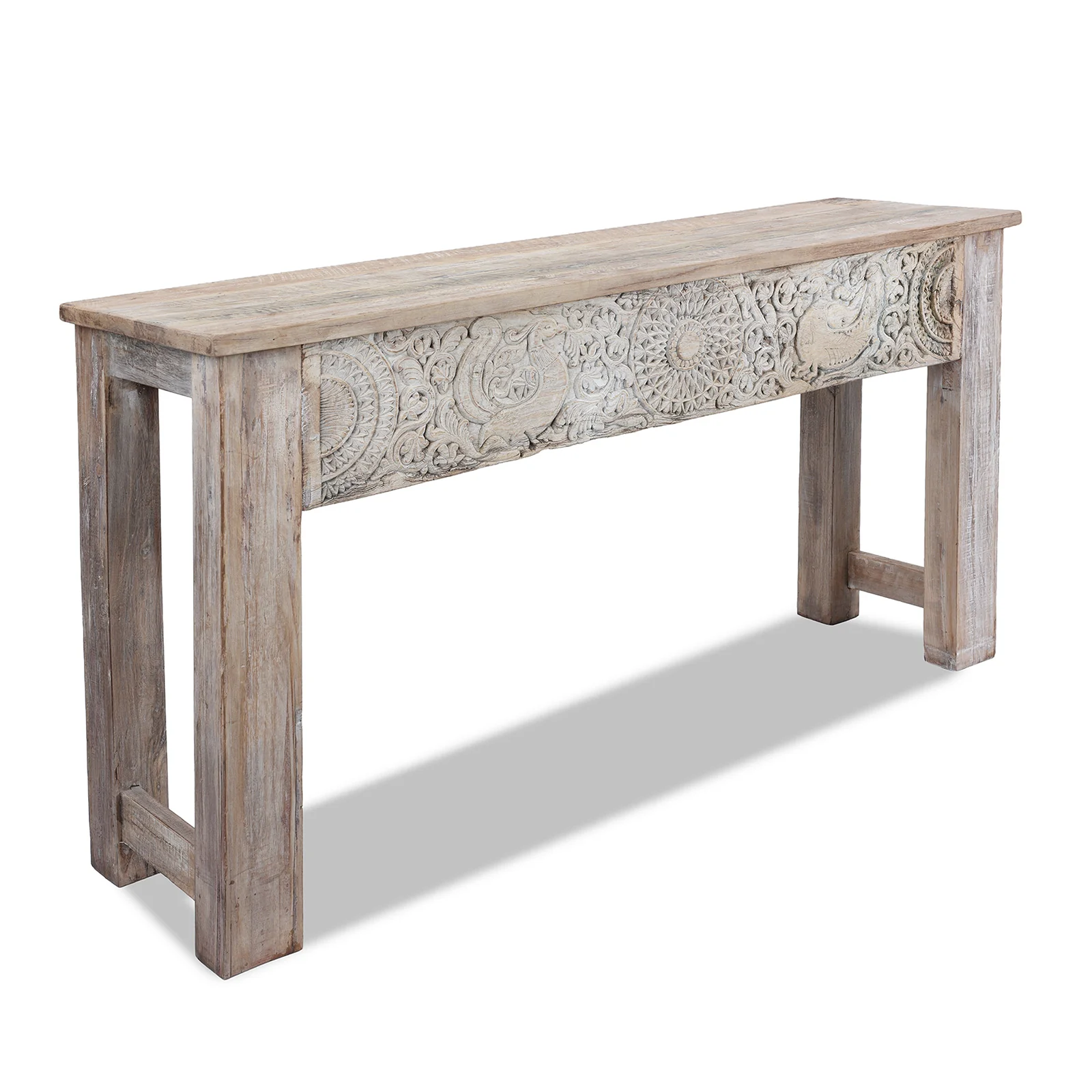 Carved Console Table Made From Reclaimed Teak - Image 4