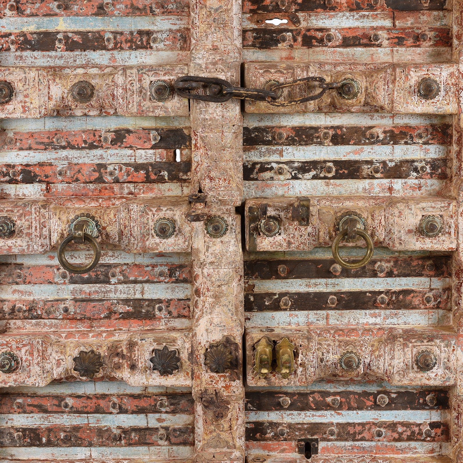 Pink Painted Teak Door From Gujarat - 18th Century - Image 5