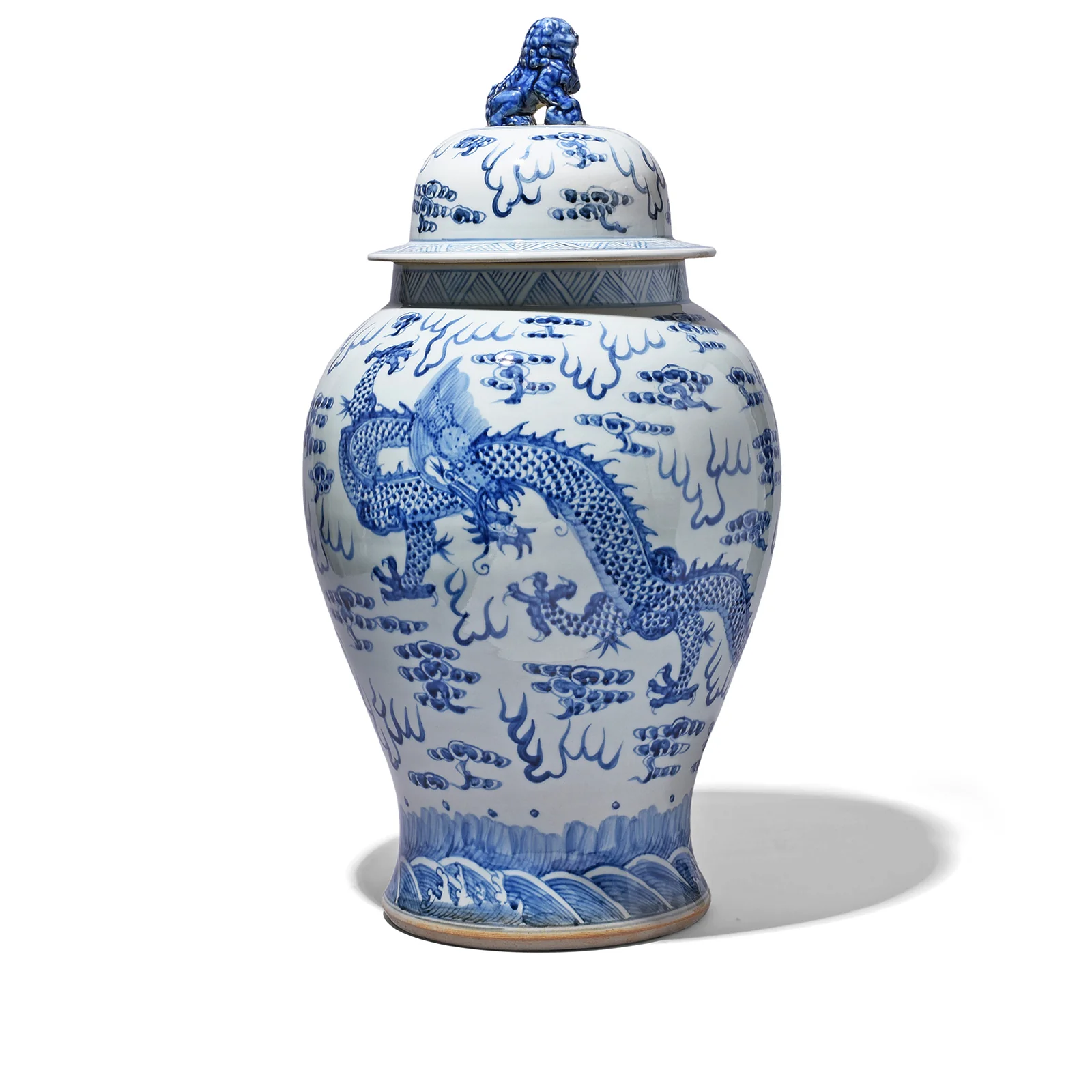 Blue & White Dragon Temple Jar - Image 7