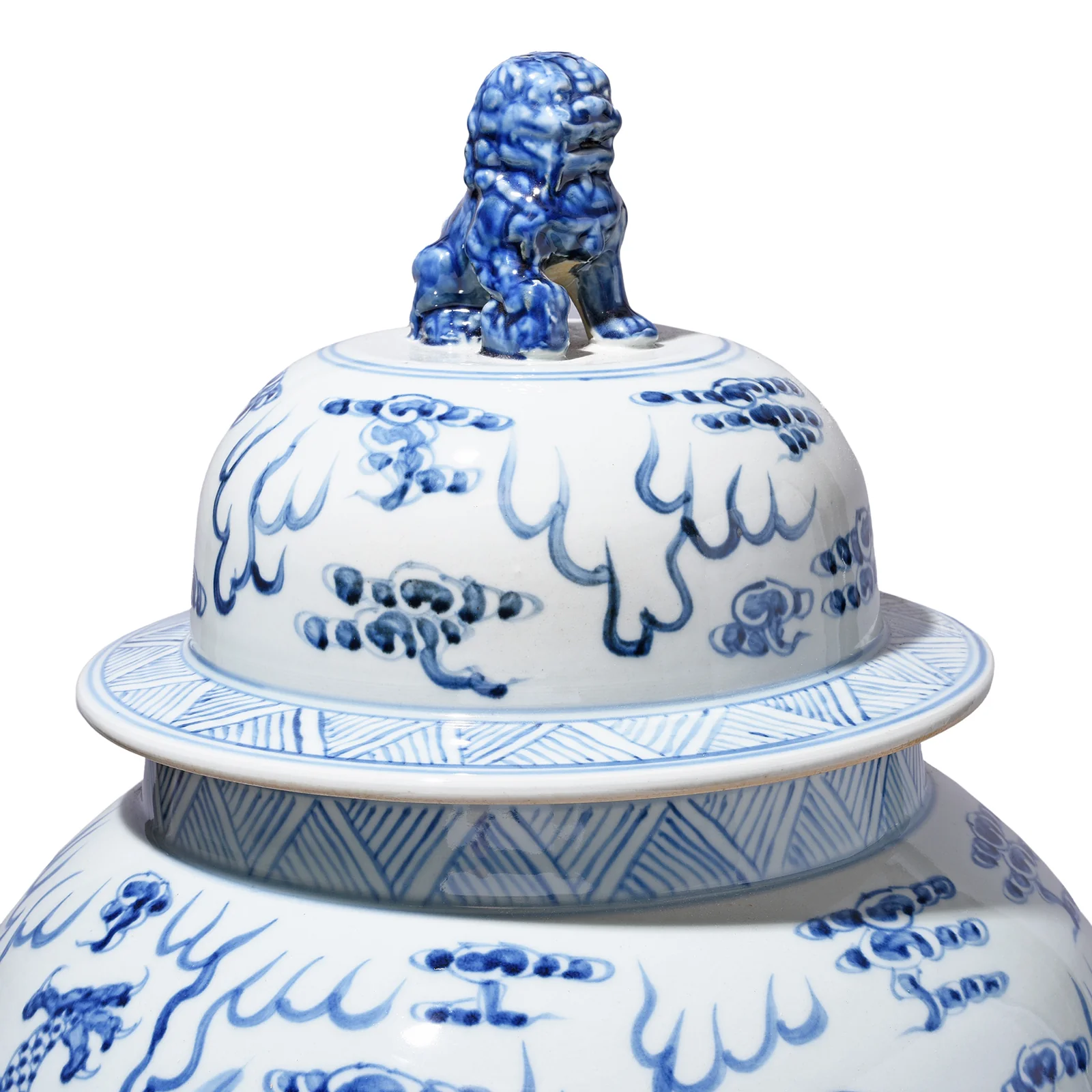 Blue & White Dragon Temple Jar - Image 9