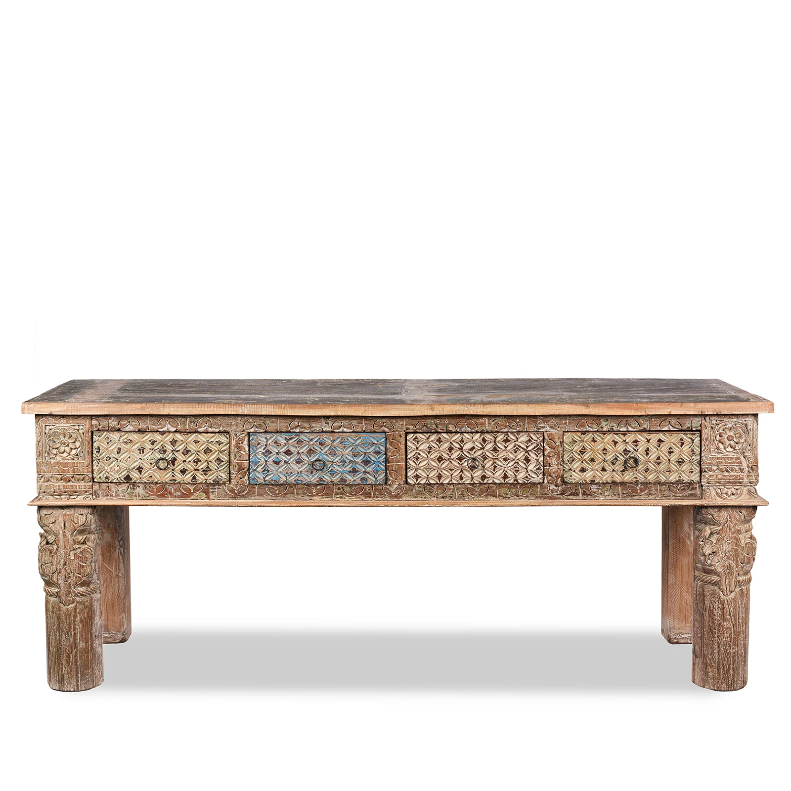 4 Drawer Painted Console Table Made From Reclaimed Teak - Image 2
