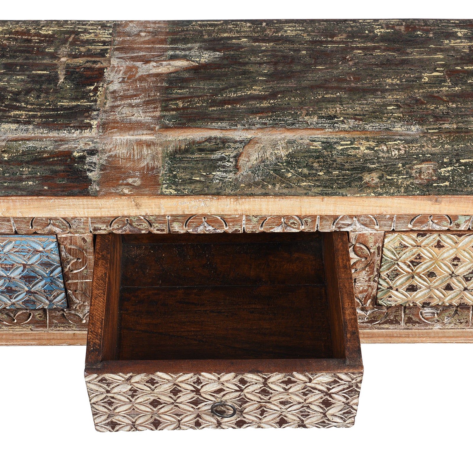 4 Drawer Painted Console Table Made From Reclaimed Teak - Image 7