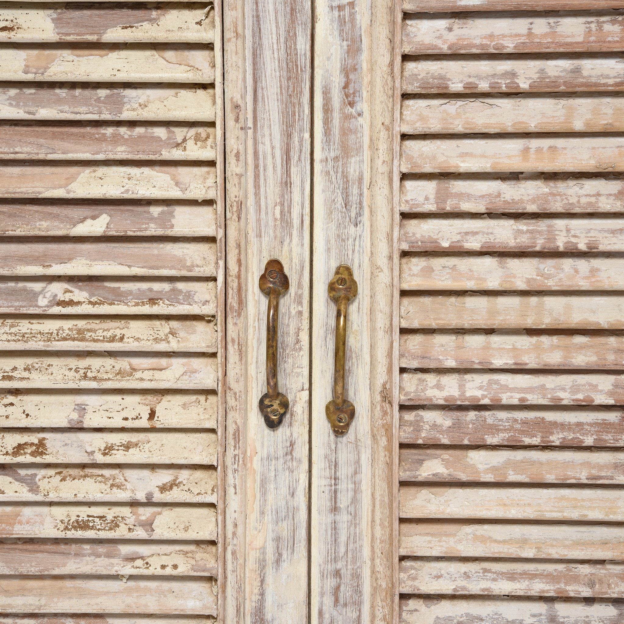 Reclaimed Painted 3 Door Louvre Sideboard From India - Image 7
