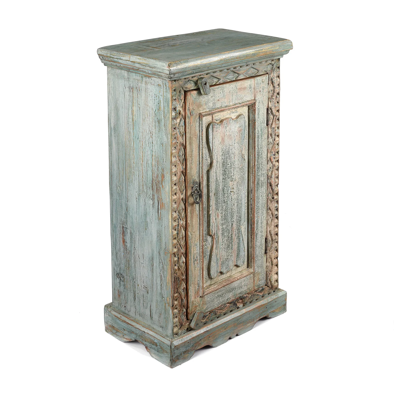 Reclaimed Teak Bedside Cabinet With Painted Finish - Image 4