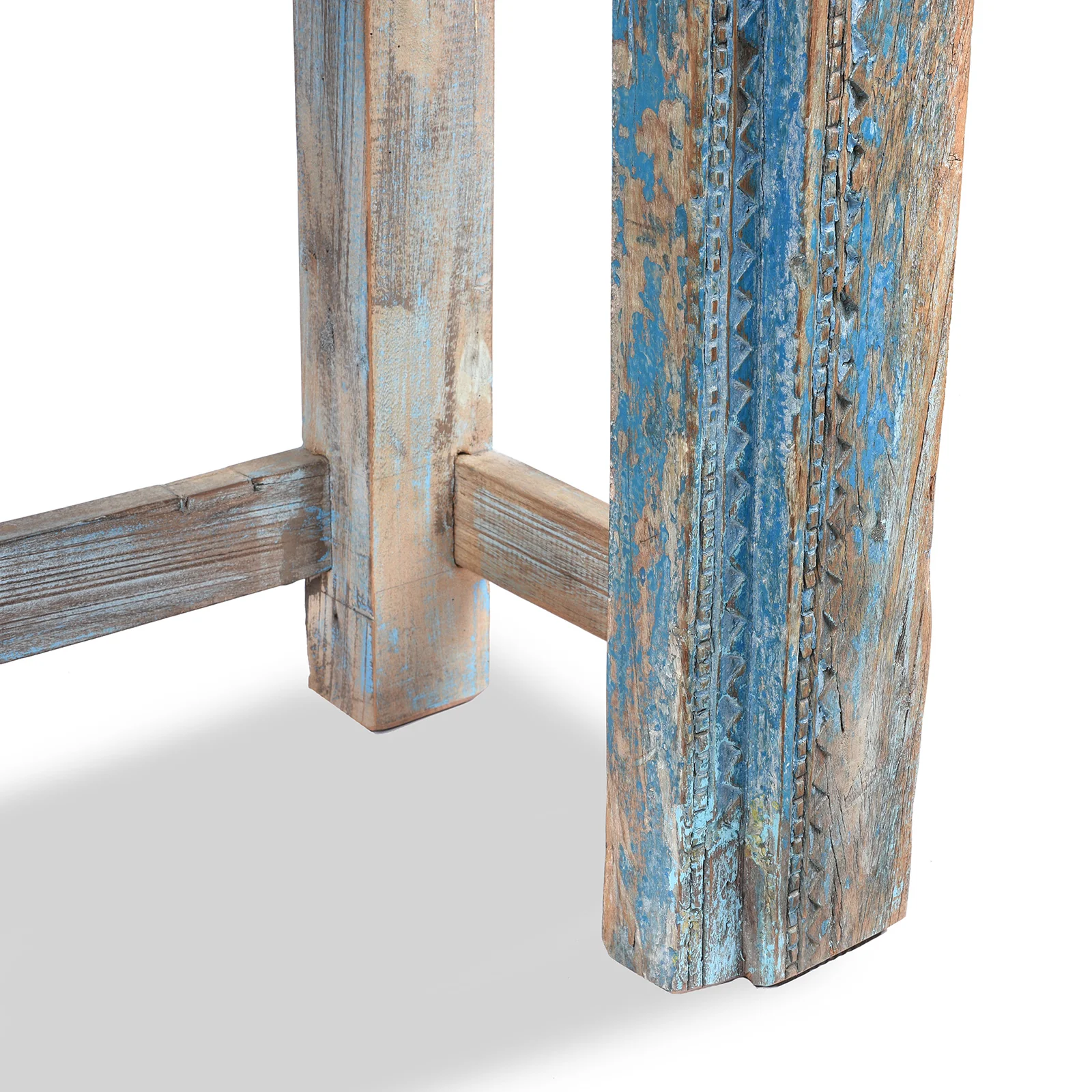 Blue Painted Console Table Made from Reclaimed Teak - Image 8